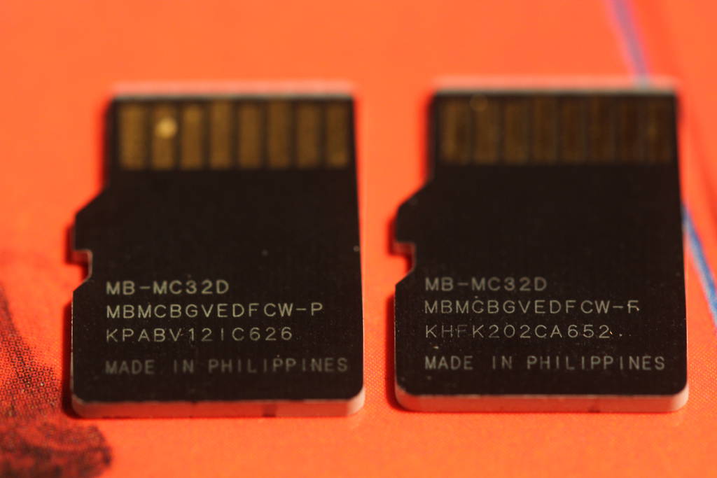 Supposedly identical microSD cards