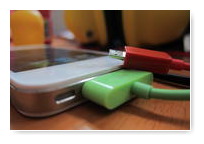 fil d'iPhone 4 vert, fil micro-USB rouge