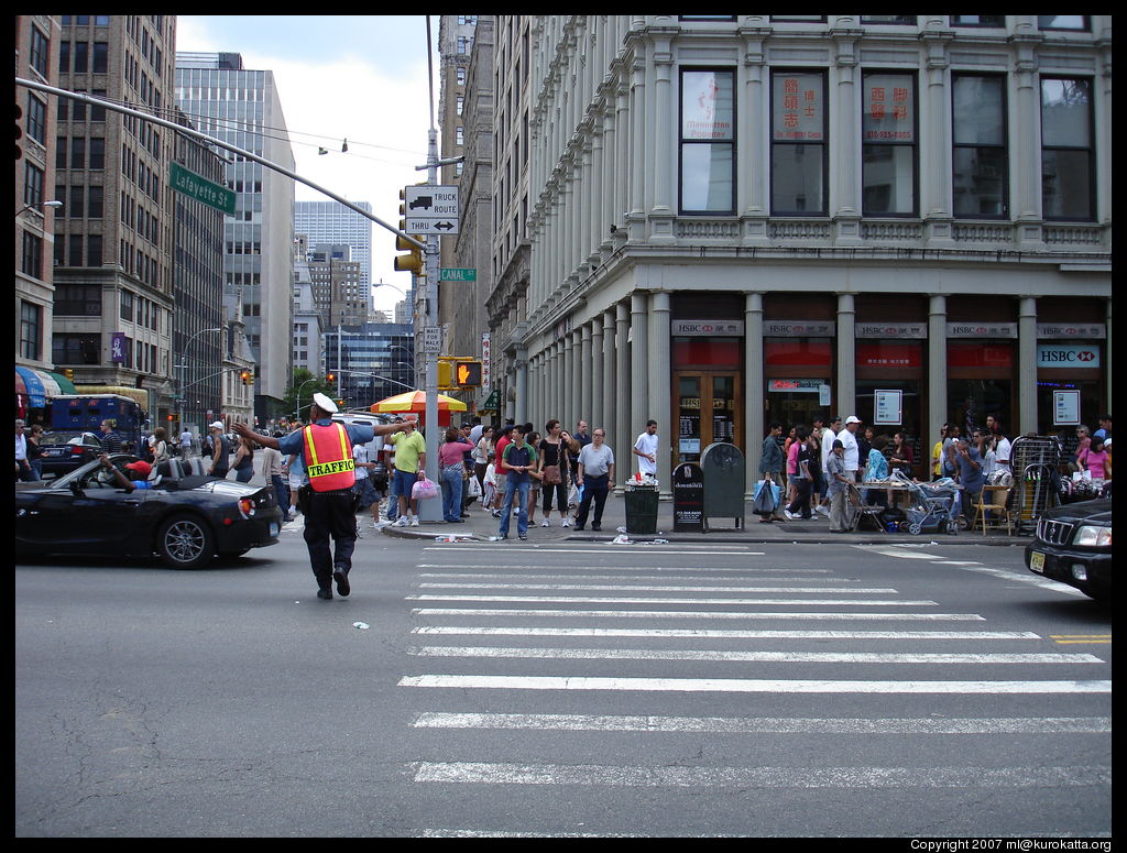 traffic cop at Lafayette Street and Canal Street