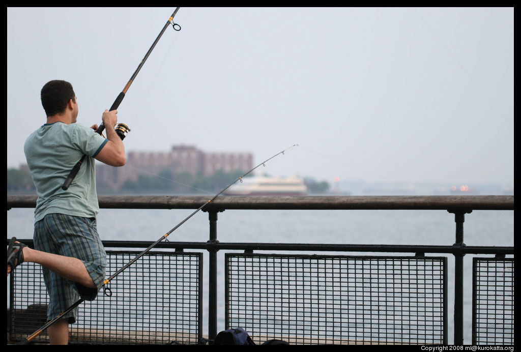 fishing in Battery Park