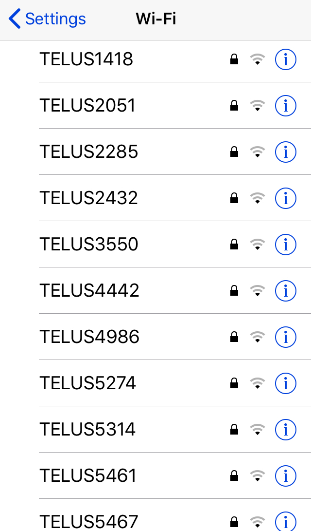 Tous les réseaux Wi-Fi sont Telus